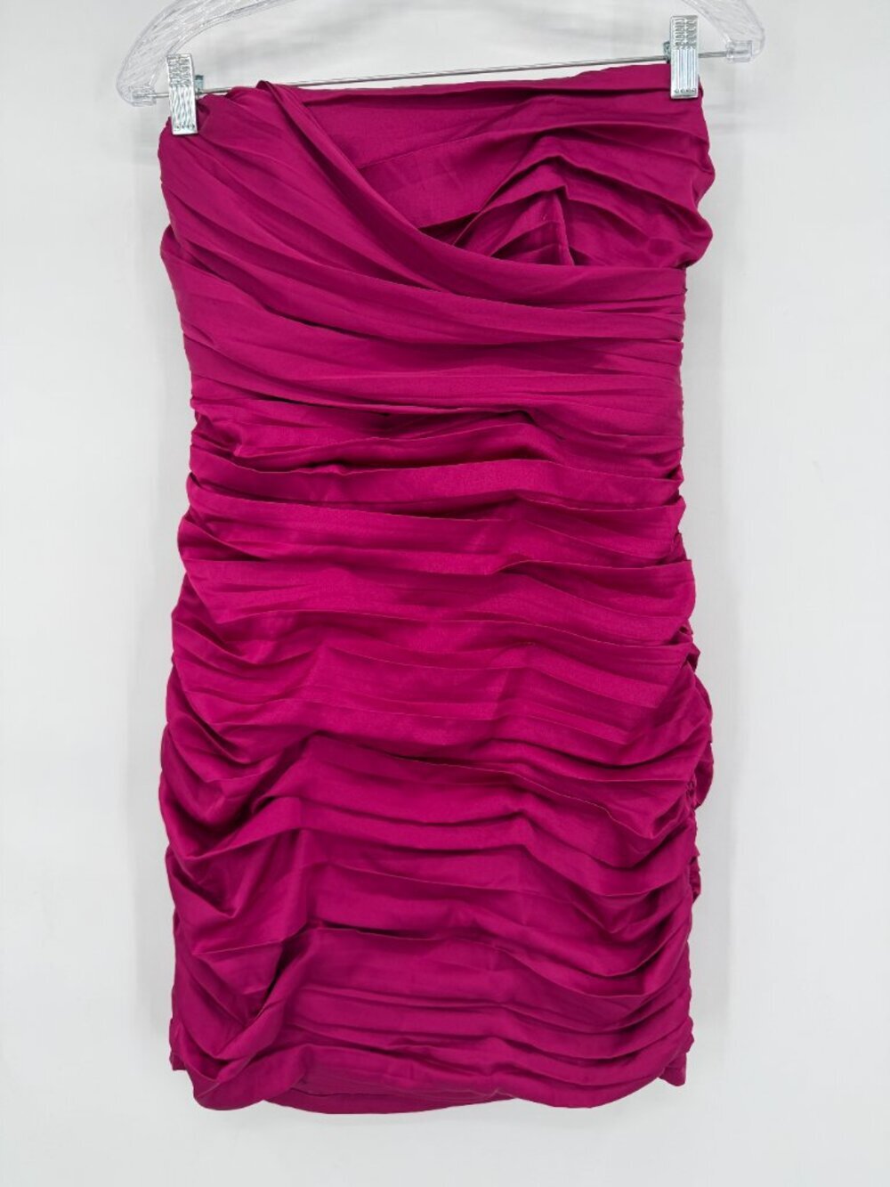 Express Strapless Ruched Bodycon Mini Cocktail Dress Women's 8 Fuchsia Pink NWT